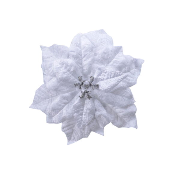 Цветок декор Kaemingk на клипсе 26x6 см белый