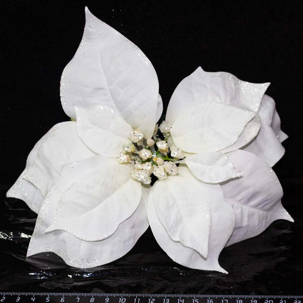 Цветок Декор на клипсе 24см белый